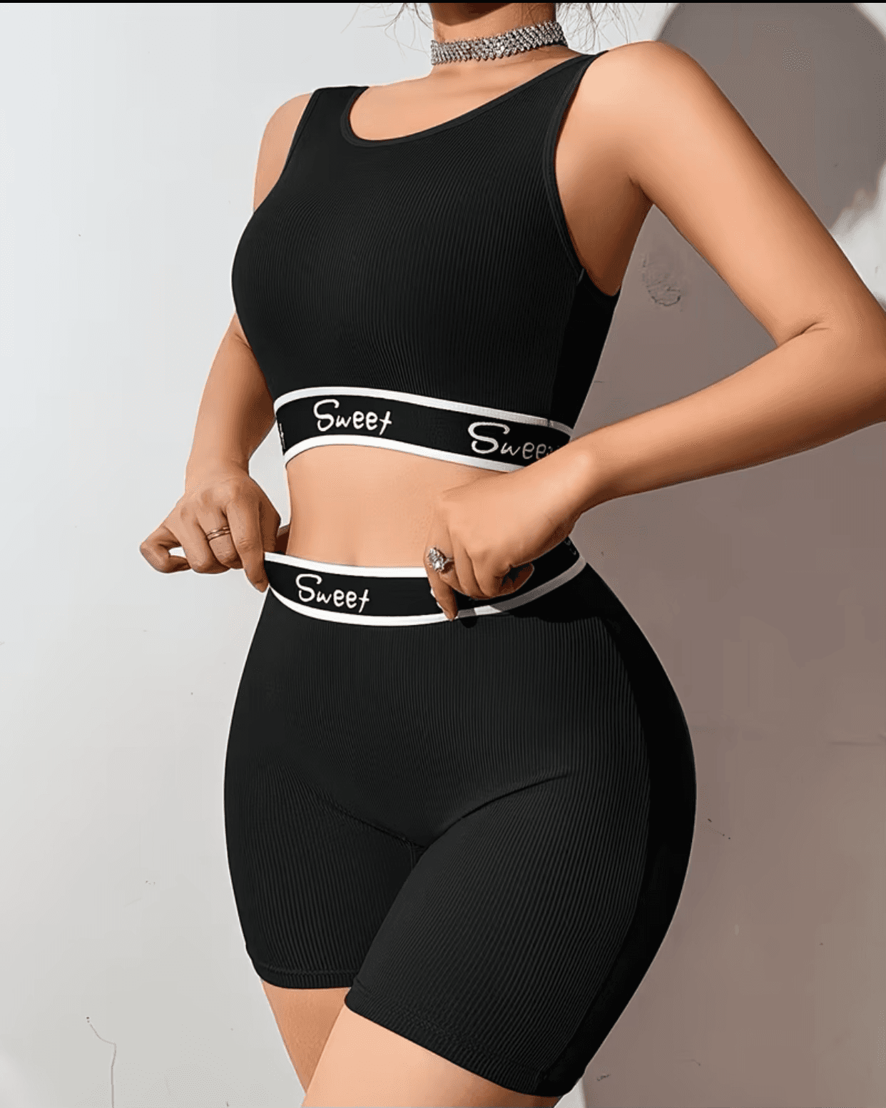 Stylish black two-piece activewear